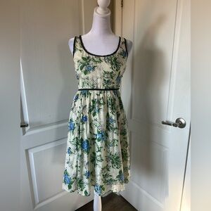 Vintage Floral Silk Dress Y2K Retro Cottagecore Size 6 Odille by Anthropologie